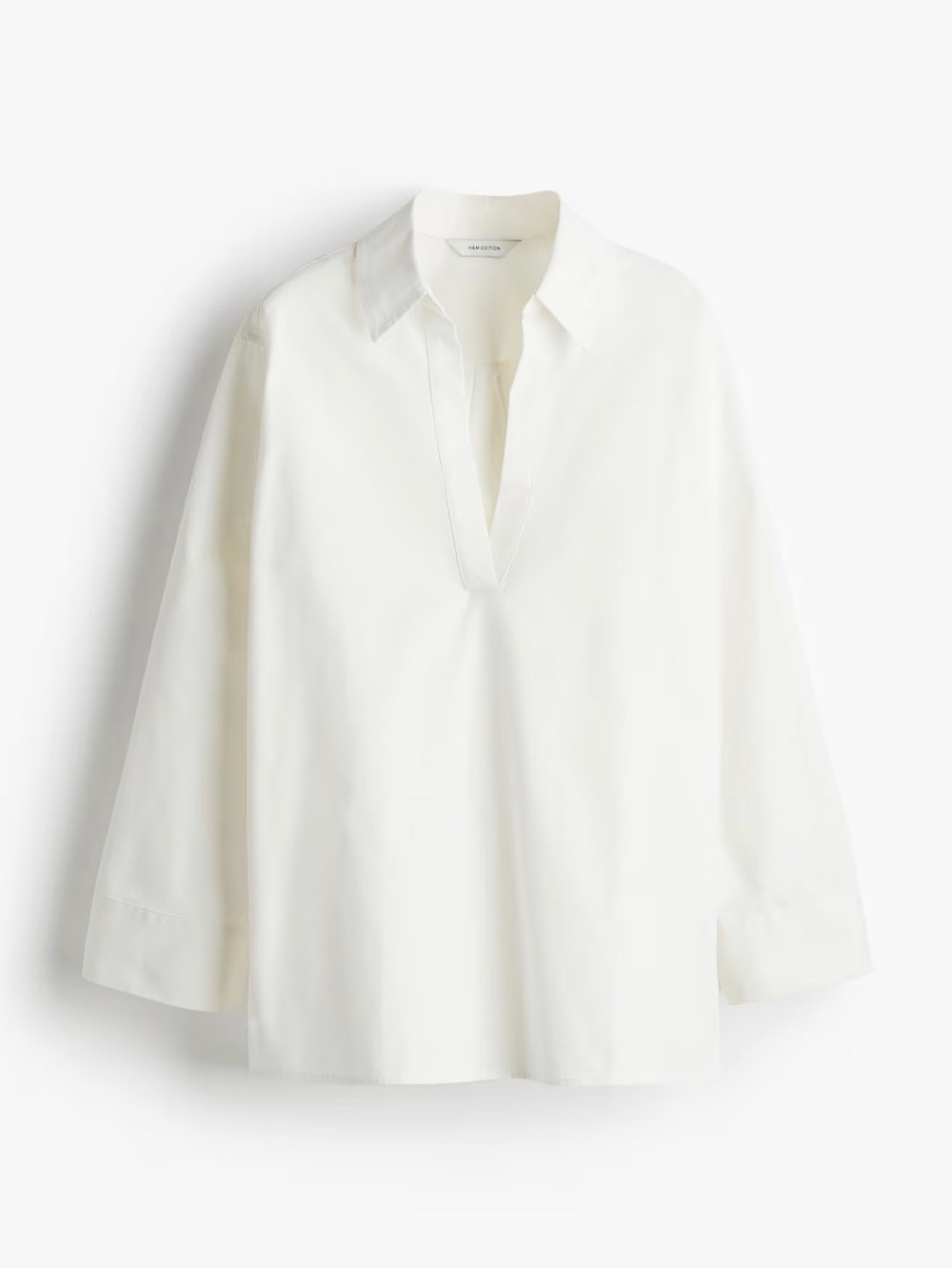 H&M edition Cream Button-Down V-Neck Long Sleeve Shirt